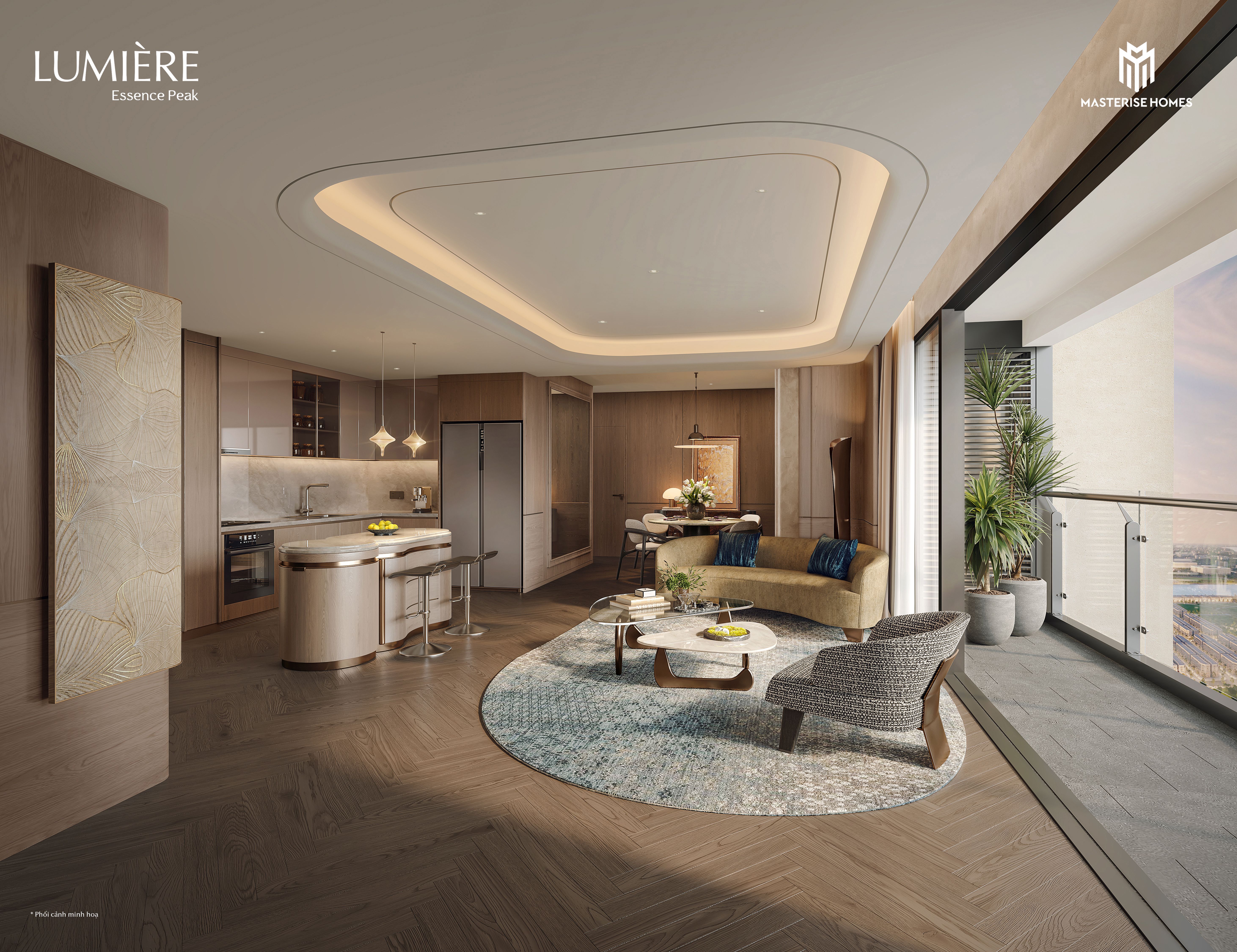 Bán căn hộ 3 ngủ 2WC tầng trung tòa Peak 2 tầng cao bàn giao CĐT Lumiere Essence Peak Cổ Loa